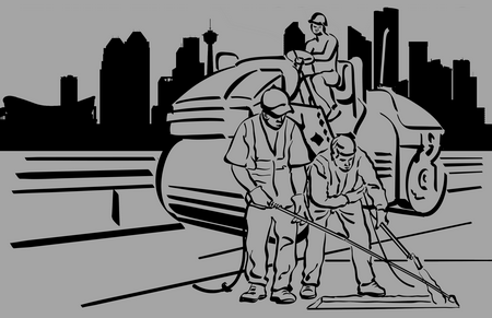Artistic Rendition of Paving Crew